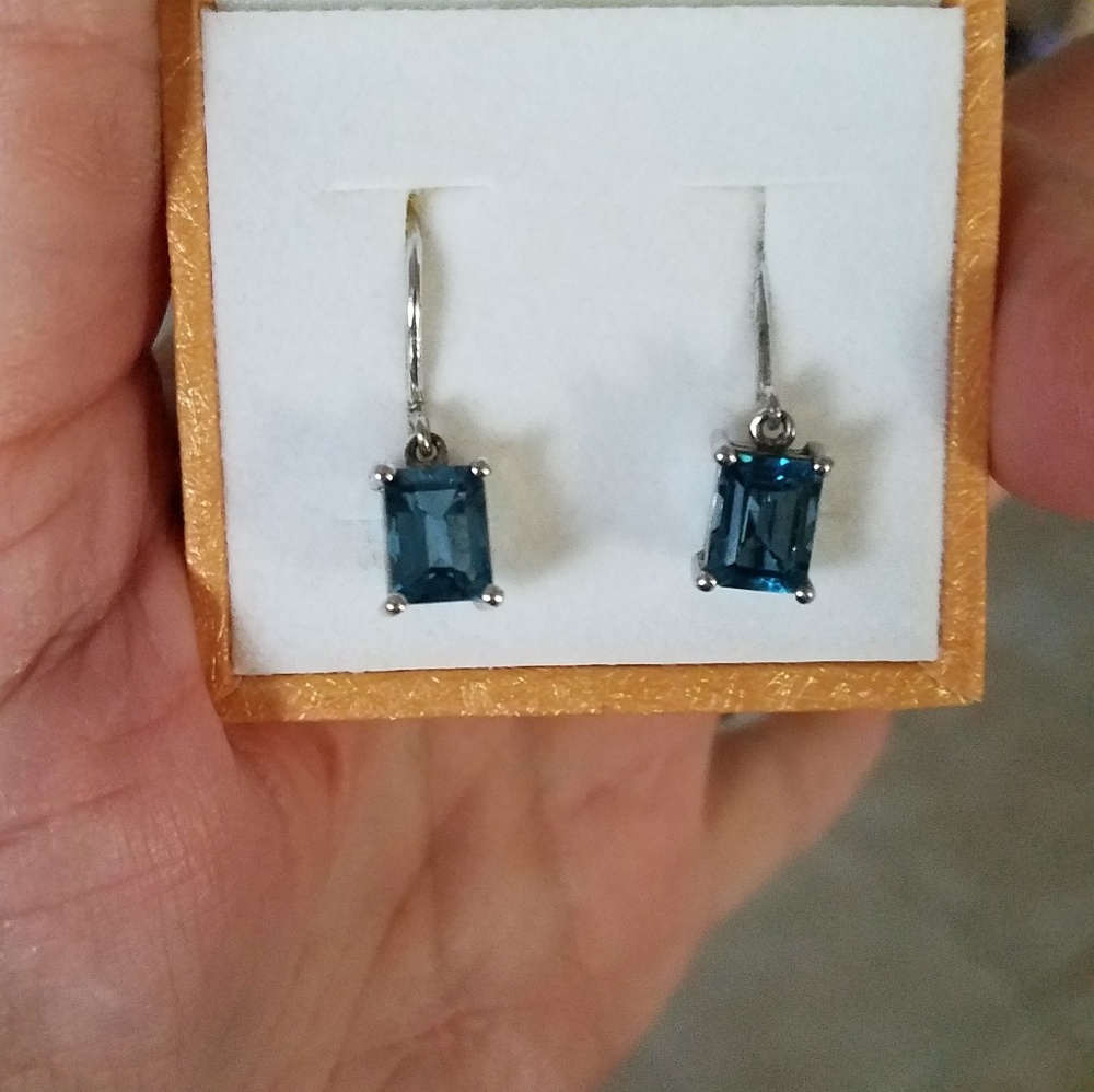 Sterling Silver London Blue Topaz Drop Earrings